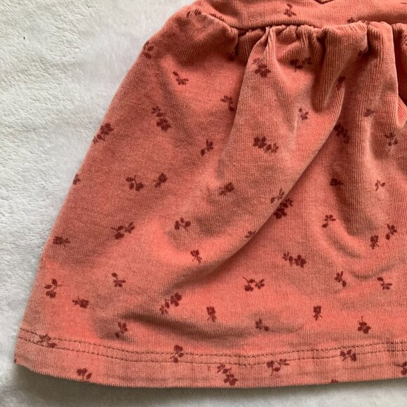 Joe Fresh Baby Toddler Overall Corduroy Dress 12-18M | Coral Pink Floral EUC - Picture 6 of 13